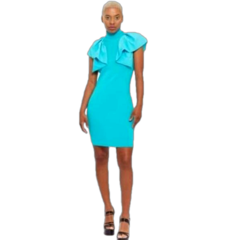 CHAOUICHE Women's Babaloo Dress teal size XS smock neck NWT